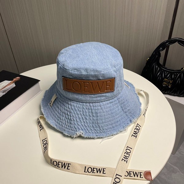 お出かけに最適♪ロエベ フレイド フィッシャーマン ハット 偽物 (デニム＆カーフ) loa20552